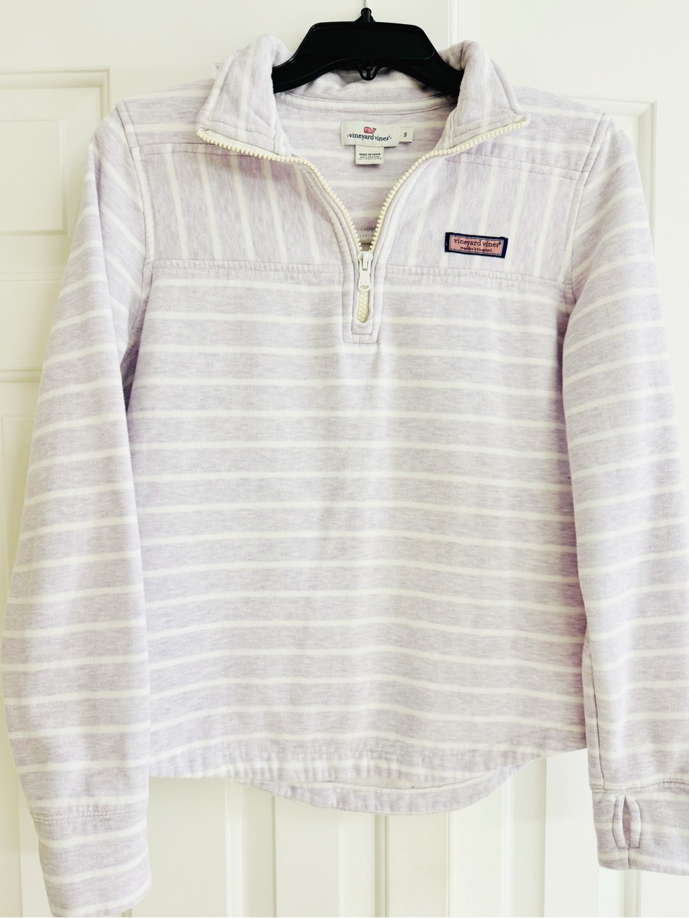 VINEYARD VINES Lavender Stripe Quarter-Zip Pullover